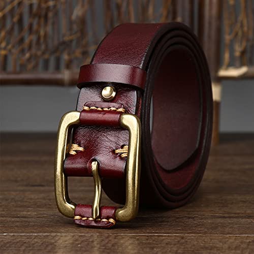Mens Gold Buckle Belt, Casual Jeans Leather Belt in Giftbox Fashion & Classic,Reddish Brown,105cm/41.33in2
