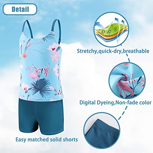 Girls Tankini Swimsuits Two Piece Bathing Suit with Boyshorts for Girls Hawaiian Swimwear Set 3-16 Years3