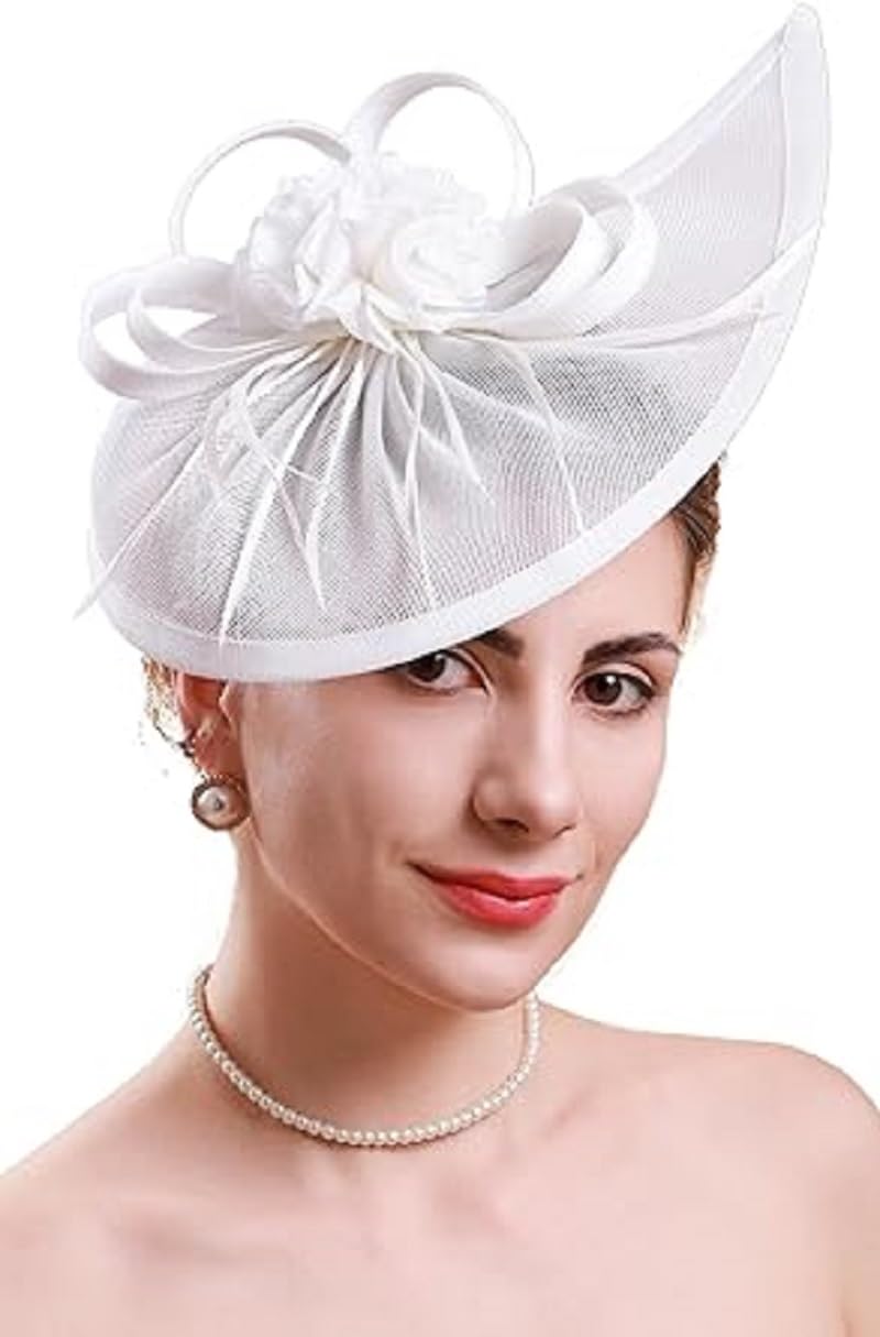 Pillbox Hats 20s 50s Vintage Fascinators for Women with Feather Mesh Veil Headband Bridal Wedding Tea Party