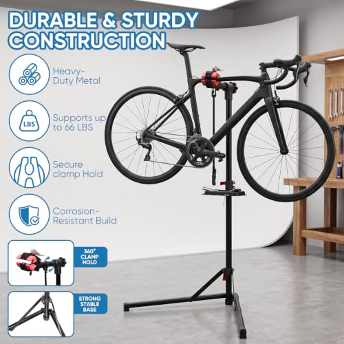 Bike Repair Stand, 360° Clamp Hold & Height Adjustable, Foldable, 66 LBS - image 3