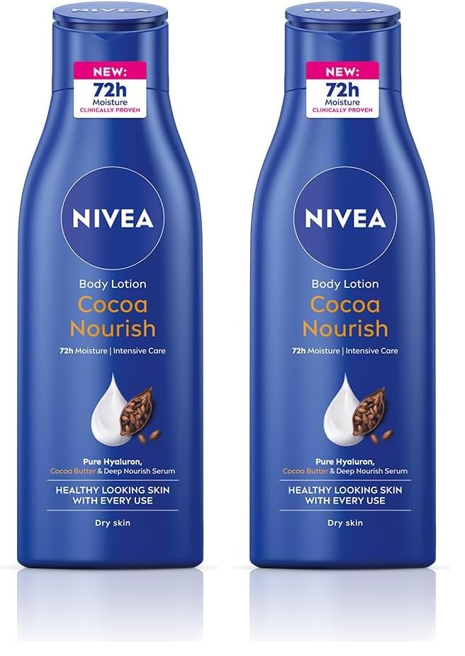 NIVEA Cocoa Nourish 200ml Body Lotion with Deep Moisture Serum| 48 H Moisturization | With Cocoa Butter & Coconut Oil | Non Greasy & Healthy Looking Skin |For Very Dry Skin (Pack of 2)-image-1