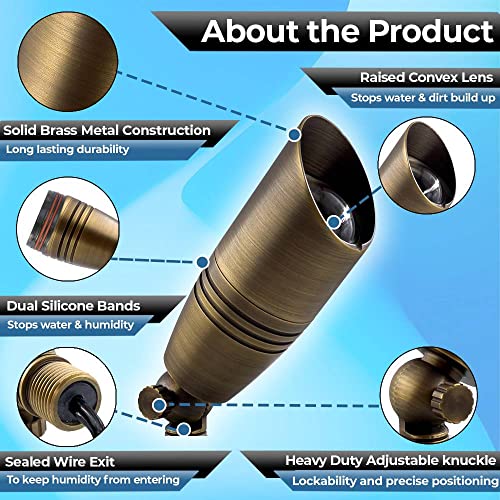 Led Spot Lights Outdoor 105 Landscape Light 7W Mr16 Led Bulb - Solid Brass Metal Wall Light Security Lighting Led Yard Lights For Beautiful Bright Long Lasting Home Garden Patio Pool Lighting (Single) #TOP1