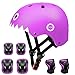 XJD Casco Bici Protezioni Set per Bambini Regolabile Gomitiere Polso Ginocchiere per Skateboard Pattini in Linea Bicicletta Protezione Bambina Certificazione CE(3-13 Anni) (M, Ingranaggio viola)