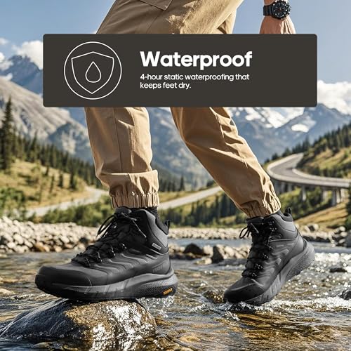 NORTIV 8 Men's Lightweight Hiking Boots Waterproof Breathable Outdoor Trekking Camping Ankle Boots Fern,Size 10.5,Grey/Black,NMUMHB2502