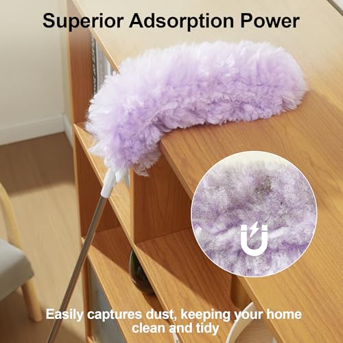 Image of JOYMOOP Ceiling Fan Cleaner Duster and Cobweb Duster with Extension Pole, 28-98 Inch Handle and 9 Refills for High Ceilings and Furniture