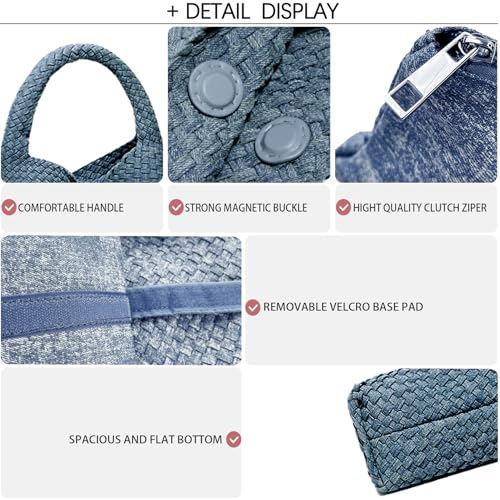 Image of JINMANXUE Woven Tote Bag for Women, Fashion Hobo Handbag, Travel Top-handle Shoulder Bag, Beach Underarm Bag with Purse