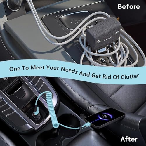 Image of 4 in1 Type C Cable with Spring, PD65W C Type Cable Fast Charging, 480Mbps Data Transfer USB to Type C Cable, Multi Adjustable Cable with Type C /USB A /Light-ning Port (MULTICOLOR)