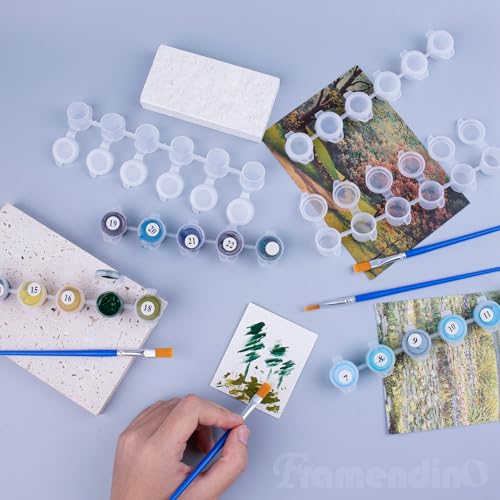 Image of Framendino, 20 Strips 120 Pots Empty Paint Mini Pot Cups Plastic Storage Containers with Lids Pieces Brushes for School Arts Craft Supplies (3ml /0.1oz)