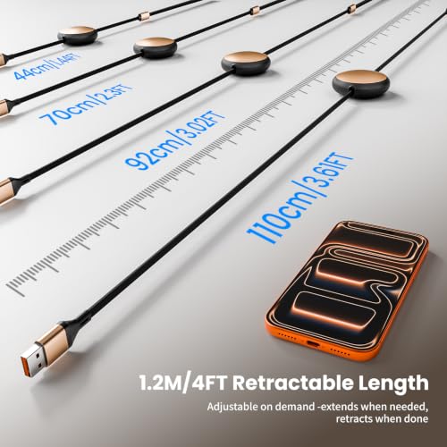 2-Count MPATIBY 3.6' 3-in-1 Retractable Charging Cables w/ USB-C, Lightning & Micro-USB (Black/Gold or Blue) - image 3