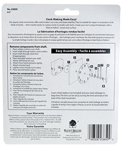 Walnut Hollow 3 Piece Clock Kit For 3/8-Inch Surfaces, Use To Repair Or Design Your Own Clock #TOP2