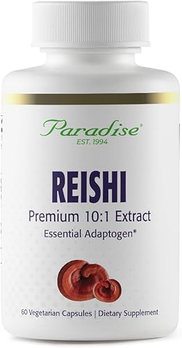 Paradise Herbs Reishi Essential Adaptogen, sin OMG, vegano, sin gluten, 60 cápsulas vegetarianas