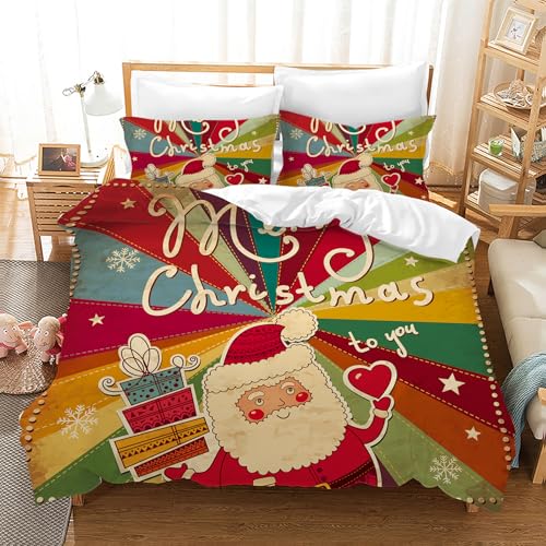 Leleyouzer Weihnachten Bettwäsche 135×200cm Kinder Weihnachts...