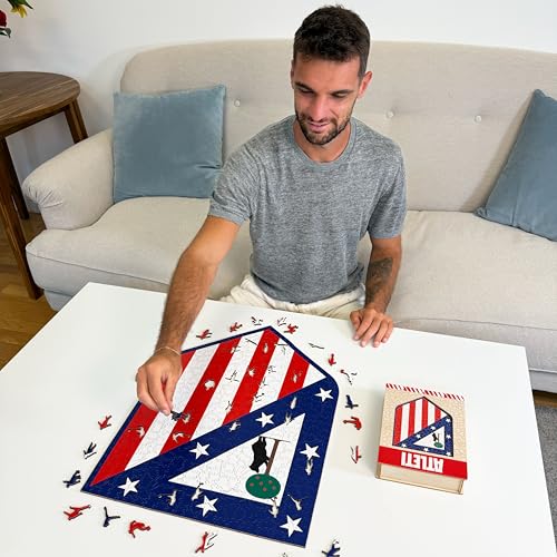 Iconic Puzzles, Atletico Madrid, Logo, Officially Licensed Wooden Puzzle, 100% Sustainable - Image 2