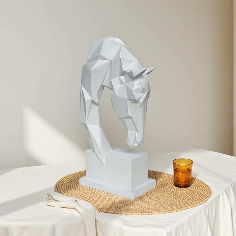 Escultura Moderna Cabeza de Caballo Geométrica en Resina miniatura 5