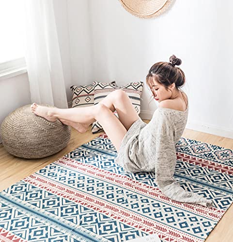 Tapis en coton multifonction rouge de 105x180 cm pour la maison - 5