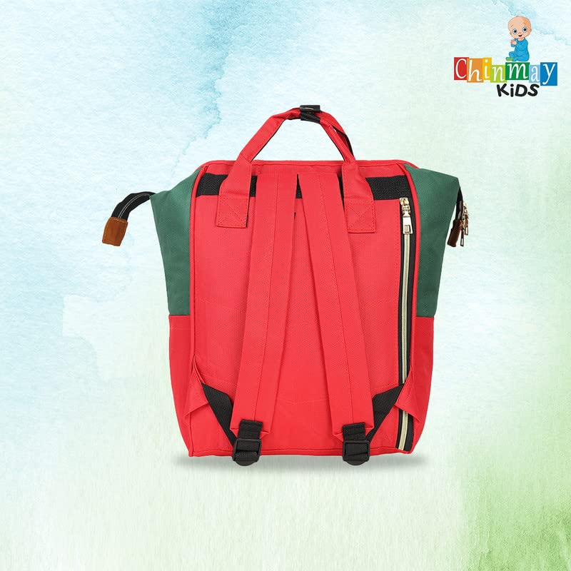 Image of Chinmay Kids Baby Diaper Backpack for New Born Baby Mother /Mom Stylish Polyester Organizer Bag for Casual Travel Outing & Traveling (Blue Red, 16 X 9.5 X 7.5 in)