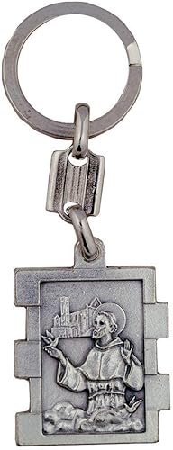 Miniatura 4 de Llavero de San Francisco Metal plateado Santo patrón de los animales Gran regalo católico para la primera comunión y confirmación Accesorio de