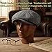 Aissmmeio Men's Fashion Newsboy Ivy Hat, Men's Classic Cotton Driving Hat, Herringbone Tweed Wool Blend Cap, Classic Hats, Retro British Style(Light Gray L/XL)