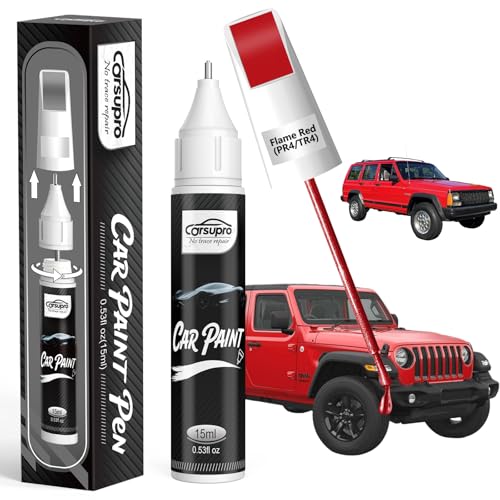 Carsupro Flame Red (PR4/TR4) Touch Up Paint for Jeep, 2-in-1 Pen and Brush