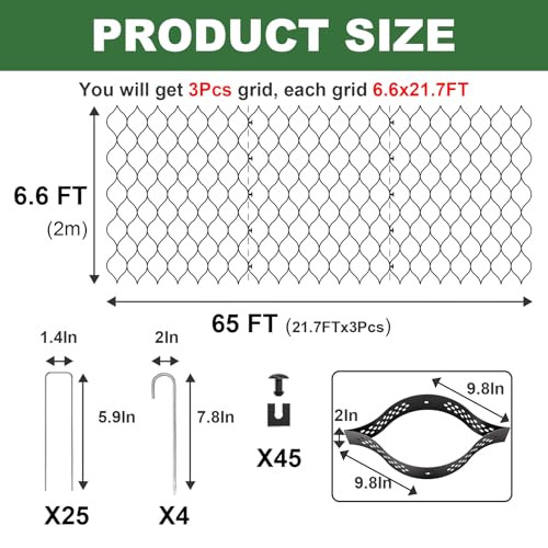 Image of Gravel Grid 2'' Depth with Metal Stakes, 6.6x65 FT Geogrid for Gravel Driveway 2200 lbs per Sq FT Erosion Control Ground Grid Gravel Stabilizer Grid for Driveway, Parking Lot, Slope, Walkway, Patio