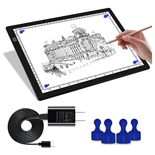 A4 Light Pad for Drawing-Tracing Light Box with 4 Magnets,Professional 8mm Thin Light Table,Stepless Dim Light Board for Diamond Painting,X-ray View