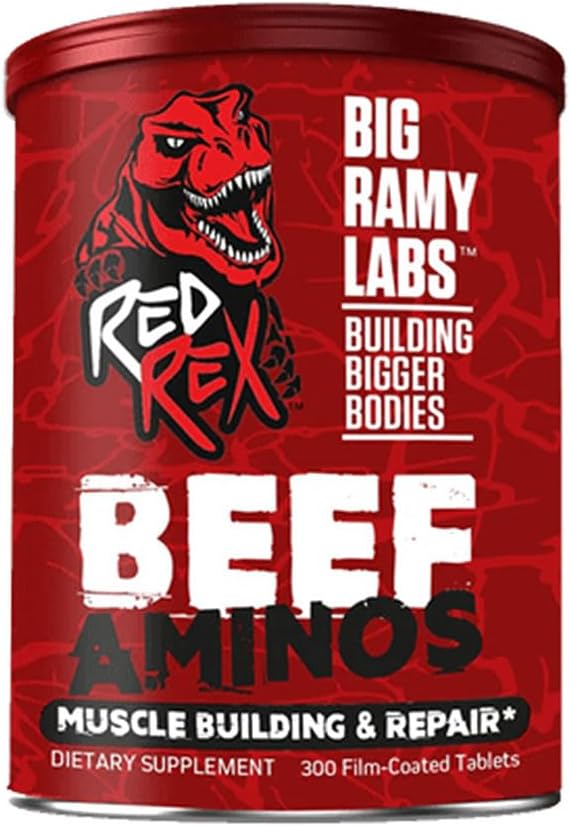 Red Rex Beef Amino - 300 Tablets | High-Potency Beef-Sourced Amino Acids for Superior Exercise Performance and Muscle Development