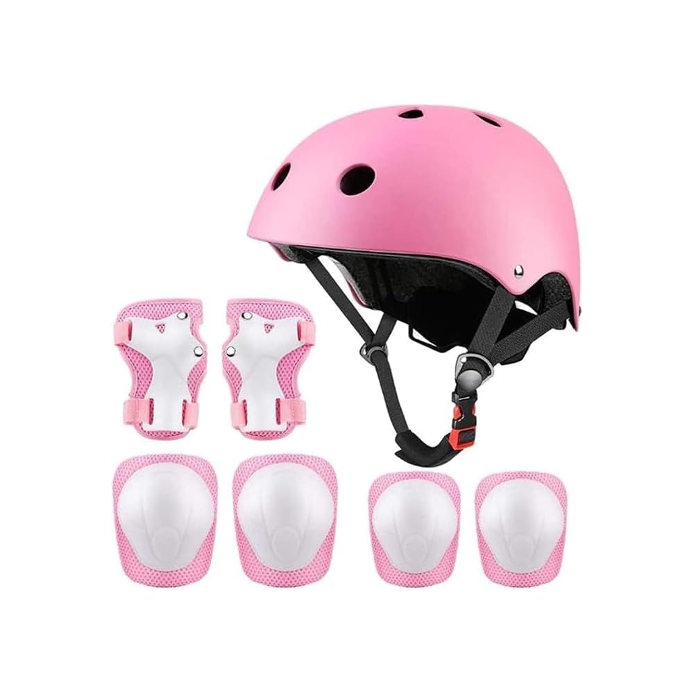 Kids Helmet and Pads Set, 7 in 1 Adjustable Helmet, Knee Pads, Elbow Pads, and Wrist Guards for Boys and Girls Ages 3-8, Protective Gear for Skateboarding, Biking, Scooters, and Hoverboards