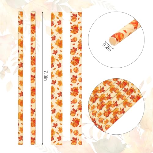 Whaline 200 pitillos de papel diseño otoño naranja y amarillo miniatura 2