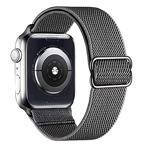 【リラックス】RELAX アップルウォッチ バンド ストレッチナイロンベルト ストラップ 替えベルト バンド (38-40mm, グレー)