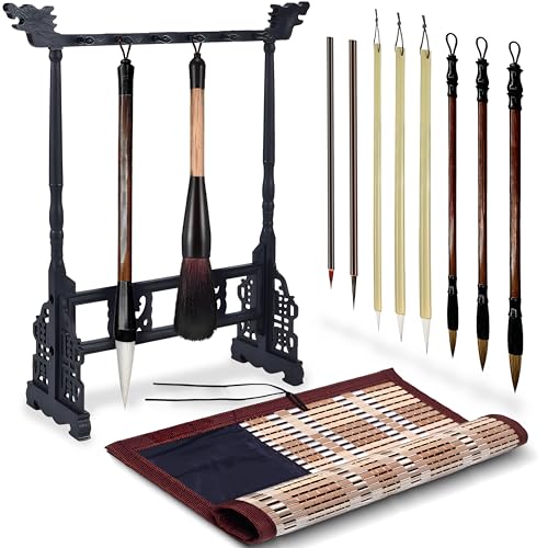 SABLUE Japanese Chinese Calligraphy Brush Set (10 Brushes)