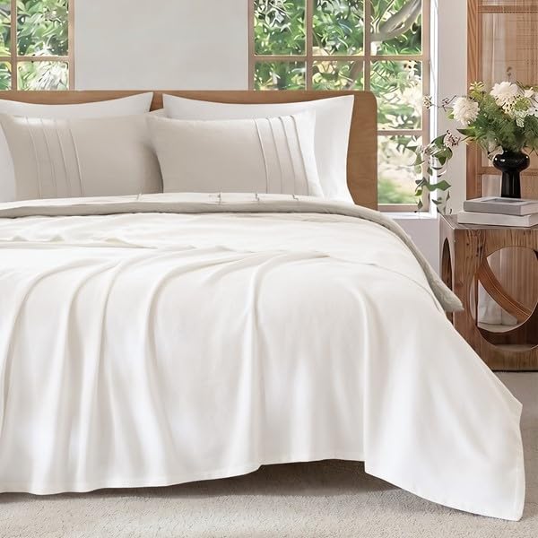 Image of Madison Park 100% Egyptian Cotton Twin Size Bed Blanket for Summer, White | Cozy Soft Breathable Durable, Micro Herringbone Weave Casual, Lightweight Knit All Season Throw for Bed Couch, Sofa, OEKO TEX