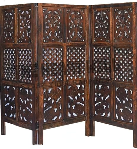 Image of THEHEARTWILL Wooden partition for Living Room /Partition wall Divider for Living Room /Room Partitions and dividers forPooja Room, Mandir, Office, Kitchen, Hall. (4 Feet) (3 Panels)