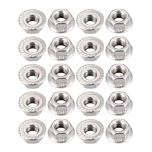 uxcell 5/16-18 Serrated Flange Hex Lock Nuts, 304 Stainless Steel, 10 Pcs