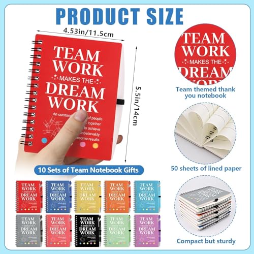 10 Set Employee Appreciation Gifts Thank You Gifts for Colleagues Inspirational Wirebound Notebook with Sticky Note Mini Spiral Pocket Notepads Motivational Ballpoint Pen Gift for Team Coworker Staff