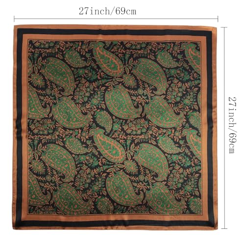 GERINLY 100% Silk Wild Rag 27 Inch Print Cowboy Neckerchief Large Mulberry Head Bandana Headband Cowgirl Accessory2