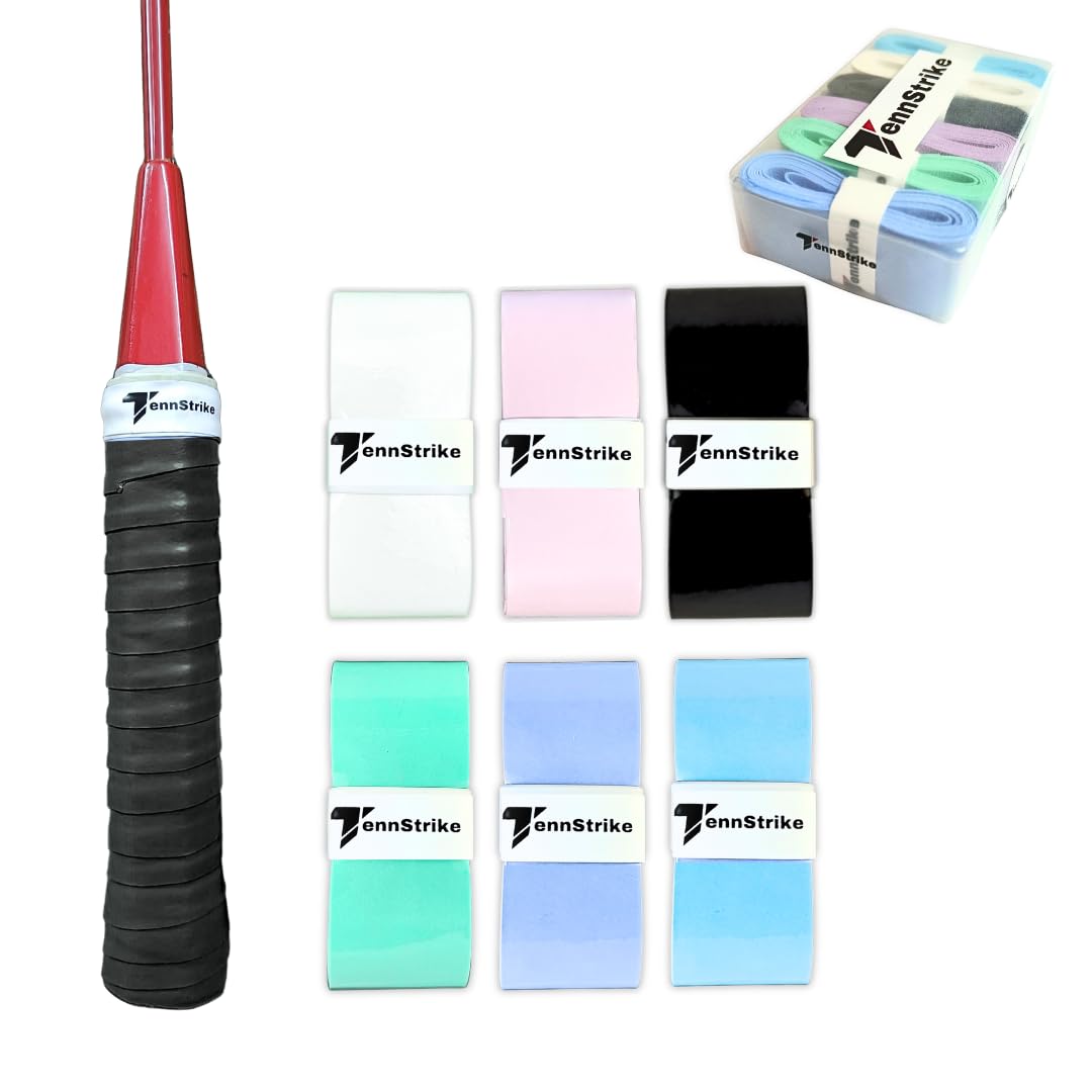 Tennstrike Multi-Color Pack of 6 Soft Overgrip - Anti-Slip, Sweat-Absorbent and Comfort Racket Grip Tape for Badminton, Tennis, Pickleball, Squash, Padel and More-picture-14