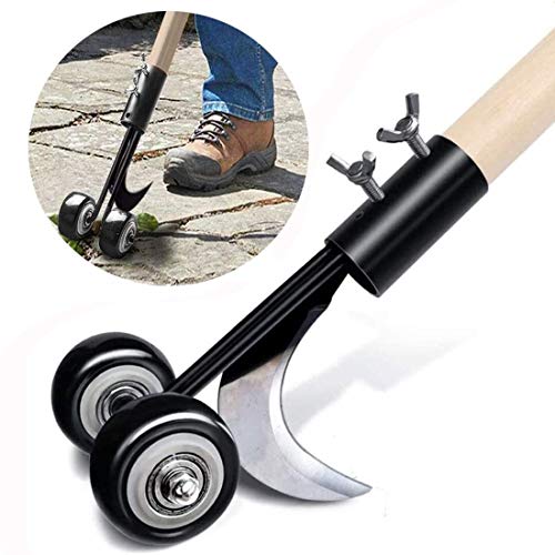 ASDFG Manual Crevice Weeder， Wheel Type Adjustable Garden Weed Removal Tools Crack and Crevice Weeder and Lawn Edger ，for Patio Driveways Backyard Sidewalk Garden Lawnl (A)