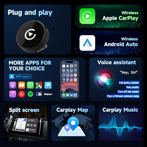 Image of 2-in-1 Wireless Android Auto & CarPlay Adapter | Wired to Wireless Converter | Plug & Play USB | Works with OEM Installed Car Systems | Stable Bluetooth