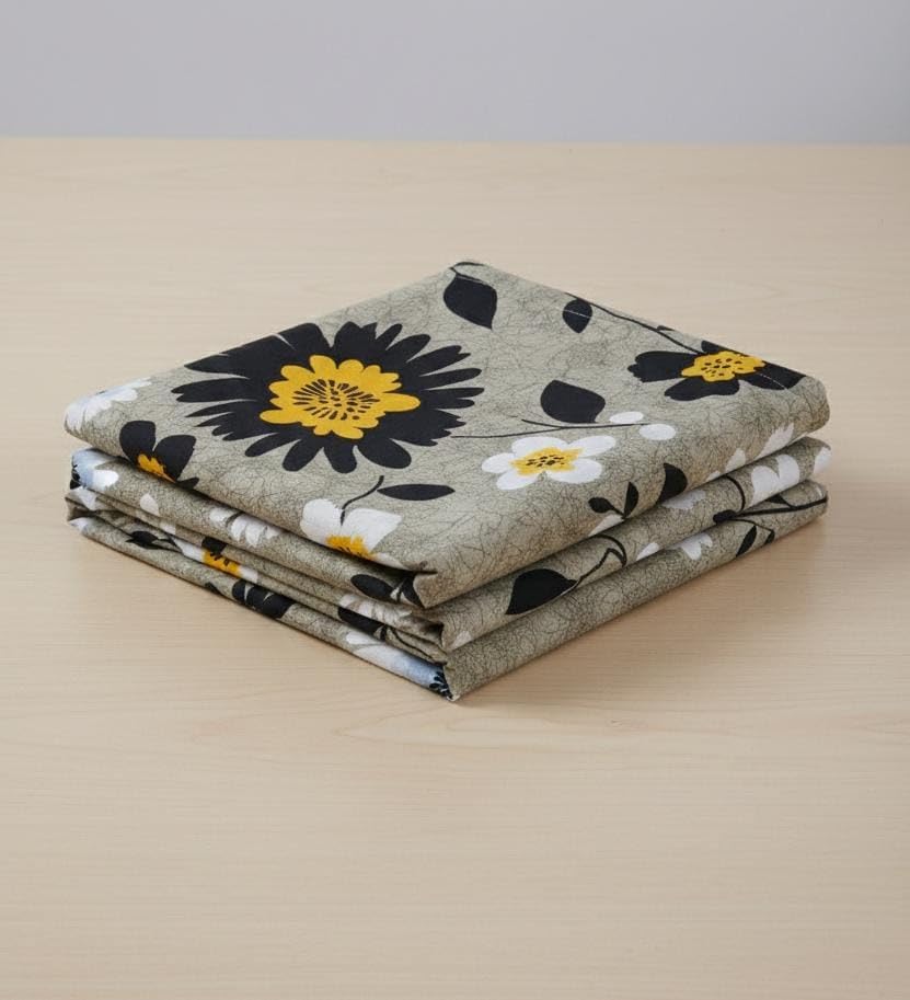 Image of 3D Printed 144 Tc Microfiber Double Bedsheet with 2 King Size Pillow Covers Breathable | Wrinklfree | Summer | Topsheet (90 x 90 Inches) (Gray)