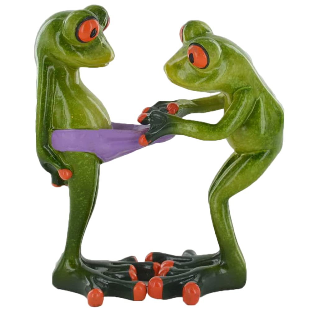 Athemeet Green Garden Ornaments Frog Garden Statue Mini 3D Animals Sculpture Resin Figurine Ornaments Decor
