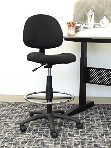 Boss Office Products B1615-BK Ergonomic Works Drafting Chair Without Arms in Black, Mid-Back