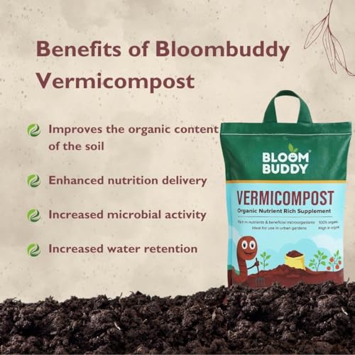 Image of BLOOMBUDDY Organic Vermicompost - 5 kg | Plant Fertilizer & Compost for Plants | Natural Manure for Home Gardening | Vermi Compost for Plants, Indoor Pots & Home Garden Use