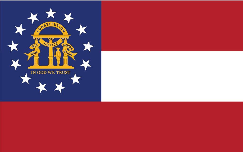 Georgia Flag Decal Sticker 2-Pack - 5x3 Inch Peach State Vinyl Sticker For Cars & Windows