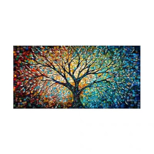 Arbre de vie tableau sur toile colore resout le probleme des grands murs blancs et vides