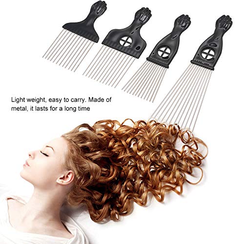 KKmoon 4 PCS Conjunto de pente preto de metal Afro penteado penteado cabelo encaracolado terno preto