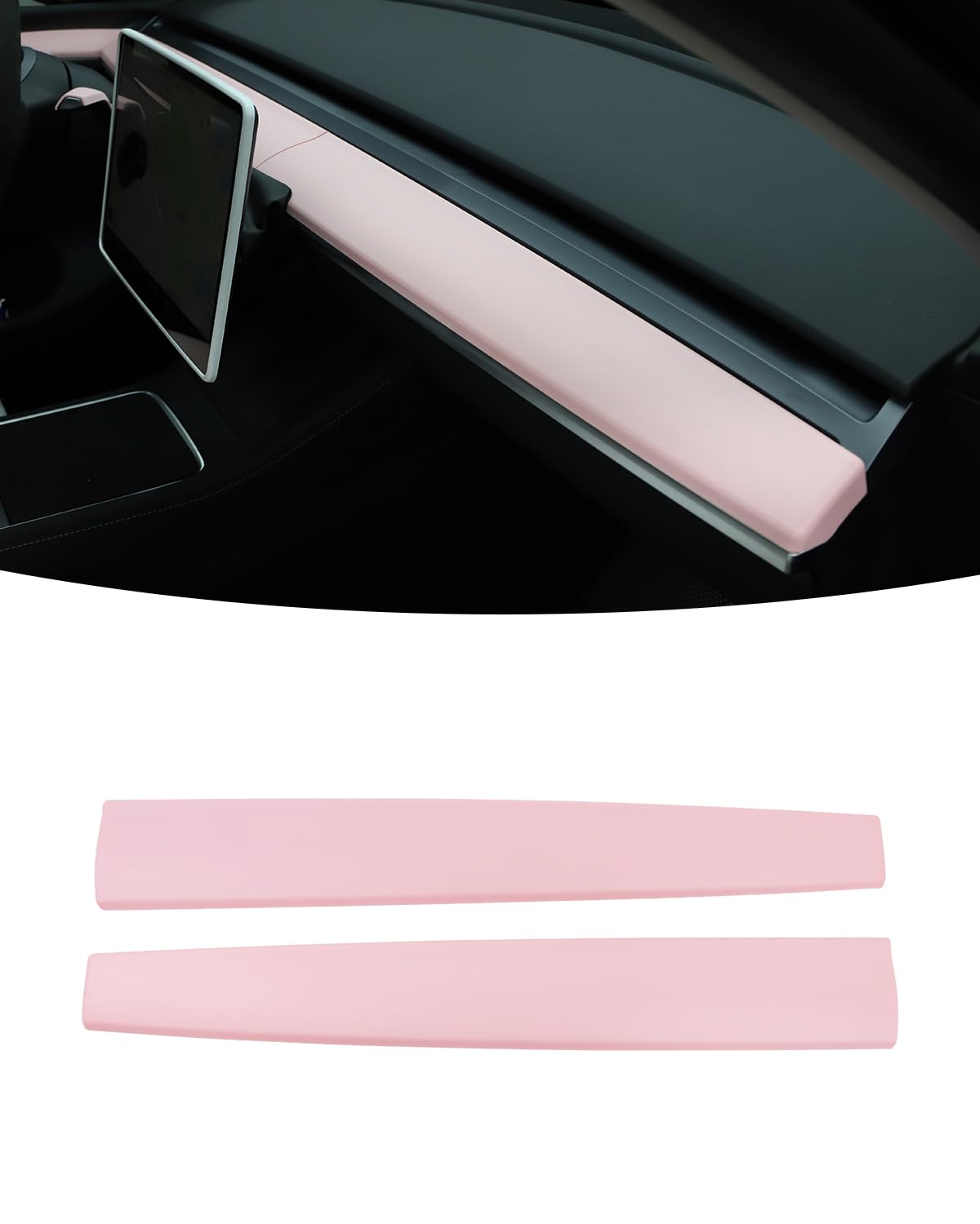 KKTR-CAR Dashboard Cover Wrap,Inter Dashboard Cover Compatible with Tesla Model 3 2017-2023 Model y 2019-2025(2 pcs) (Pink)
