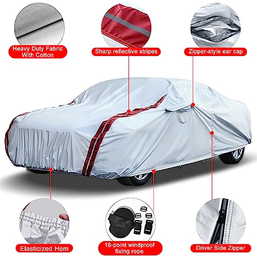 Image of Waterproof Car Covers Replace for 2008-2025 Dodge Challenger, 6 Layers All Weather Custom-fit Car Cover with Zipper Door & Windproof Bands for Snow Rain Dust Hail Protection