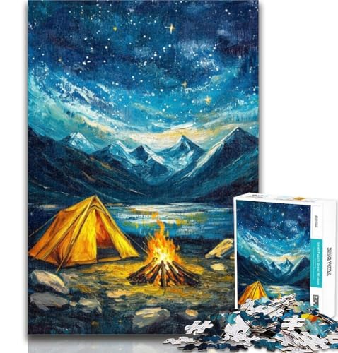 Puzzle für Erwachsene, Zelt unter dem Nachthimmel, 1000 Teile, Puzzle für Erwachsene und Jugendliche, vollständig ineinandergreifende und zufällig geformte Teile, 26x38cm
