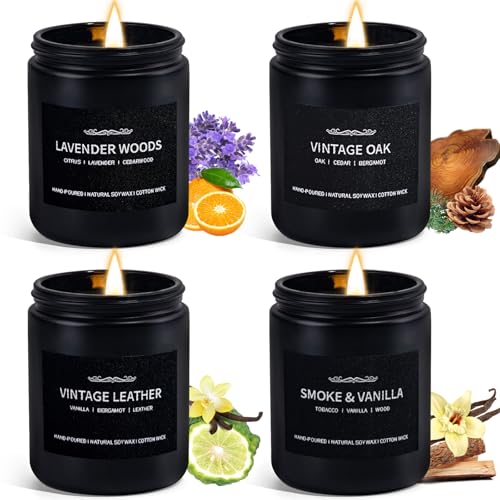 Scented-Candles-for-Men-Scented-Candles-Set-Soy-Candles-for-Home-Him4-Pack-Mens-Candles-Gifts-for-Men-Scents-of-LeatherOakLavender-WoodSmoke-Vanilla
