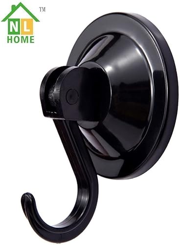 Miniatura 2 de NL HOME Ganchos de corona para puerta o ventana de cristal, paquete de 2 ganchos fuertes con ventosa, color negro